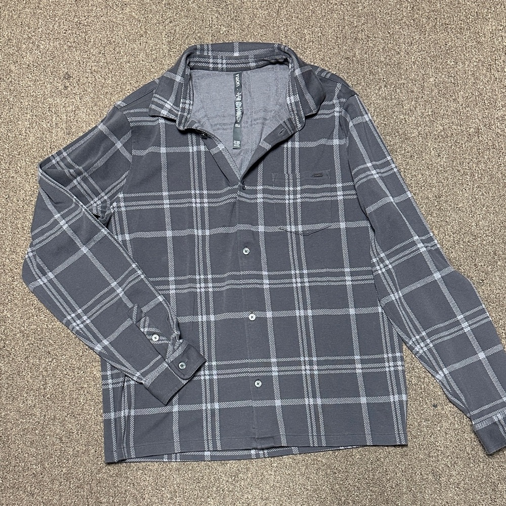 Men's Gray Plaid Button-Up Jacket